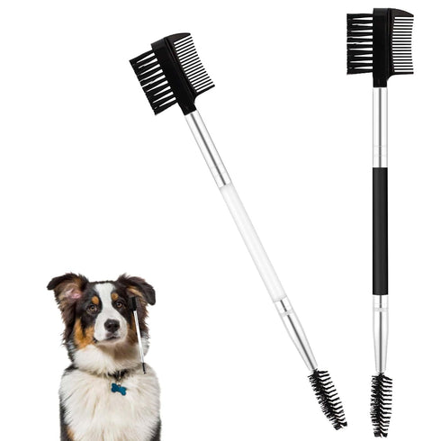 2pcs Double-Headed Dog Eye Comb, Soft Bristles Dog Eye Cleaning Brush 2 in 1 Dog Eye Booger Tear Stain Remover for Puppy Cat Pet Grooming Tools (B...