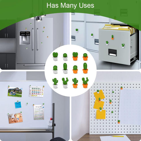 AUAUY 12PCS Fridge Magnet Cactus, 3D Mini Magnets Strong, Cute Small Magnets, Magnets for Whiteboard Office Kitchen Home Decor Refrigerator Use, C...