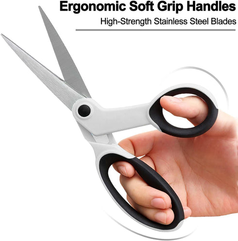 Premium Sewing Scissors Bundle, 8" Heavy Duty Fabric Scissors, 5" Embroidery Scissors, 4" Small Detail Scissors, 5" Thread Snips, Tailoring, Dress...