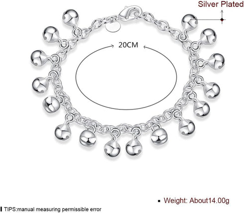 Metmejiao Charming Fashion 925 Sterling Silver Plated Bracelet Jingle Bells Bead Charm Bracelet Lady Jewelry...