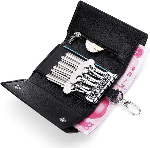 RuoFeng Keychain Key Holder Ring with 6 Hooks Snap Closure (Black)...