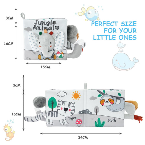 Vicloon Cloth Books, 3D Touch Feel High Contrast Cloth Book, Baby Books Toys for Baby 0-12 Months, Soft Baby Books Touch and Feel Crinkle for Infa...