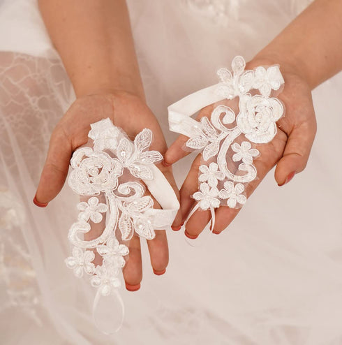 Sither Foot Lace for Beach Wedding Barefoot Sandals White Lace Anklet for Bride Barefoot Flower Lace for Women Foot Anklet Jewelry On Summer Beach...