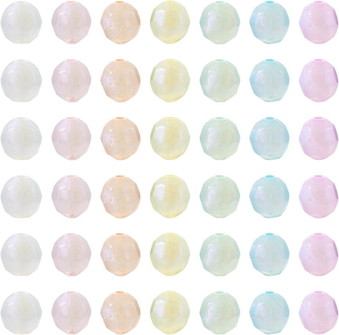350Pcs 10mm Faceted Acrylic Round Beads Cute Candy Beads Kawaii Round Ball Loose Spacer Beads for Girls Crafts DIY Bracelet Keychain Jewelry Makin...