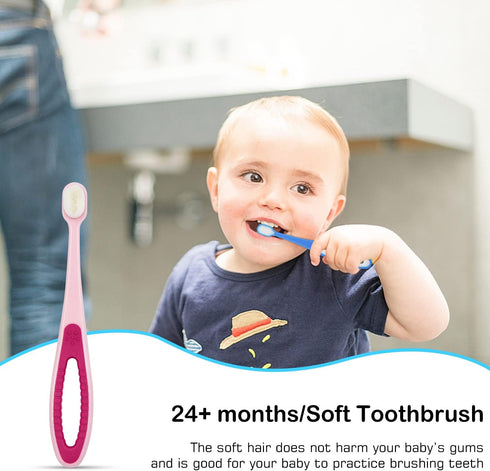 6 in 1 Baby Training Toothbrush Set - Infant to Toddler Toothbrush Oral Care Toothbrush - Food Grade Silicone,Extra Soft Bristles,Perfect for 6+,1...