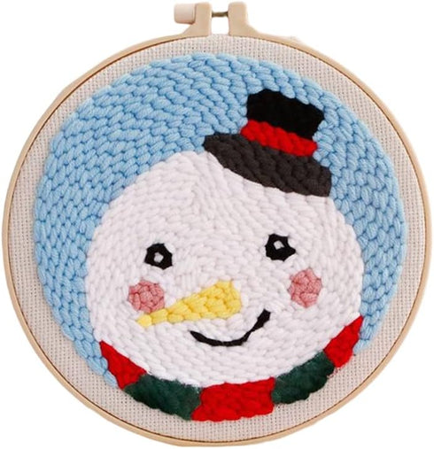 Punch Needle Embroidery kit DIY Christmas Snowman Cross Stitch Hoop Craft Kits Handcraft Embroidery......