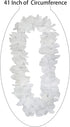 4 Pcs White Hawaiian Leis with Green Leaves for Graduation Party, Dance Party, Photo Prop in Outdoors (White-02)...