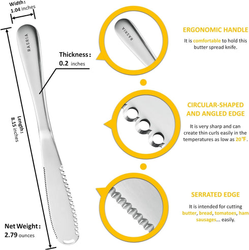 Butter Spreader Knife for Cold Butter above 20?, Butter Slicer, Butter Curler, Butter Grater, Butter Blade (1 knife)...
