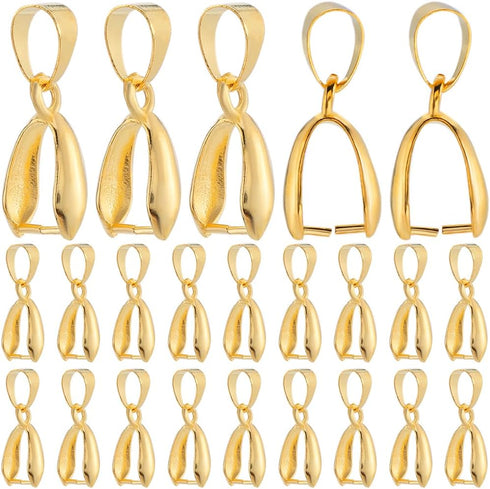 1 Box 100Pcs Pinch Bails Metal Pinch Clip Bail Clasp Dangle Bead Necklace Pendant Connector Brass Pinch Clasp Findings for Jewelry Making Clasps S...