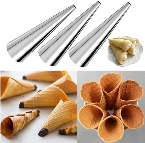 Stainless Steel Cream Horn Molds - 21 Pcs, Cannoli Form Tubes, Croissant Baking Molds with Cleaning Brush...