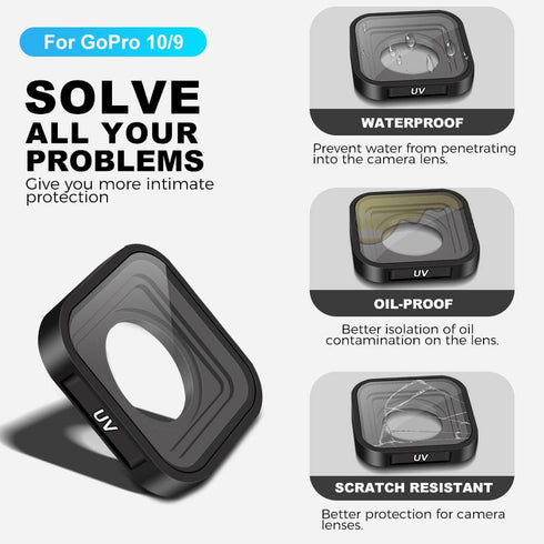 Lens Replacement for GoPro Hero 11/Hero 10/Hero 9 Black,UV Protective Glass Cover Action Camera Accessories Kits(Black)......