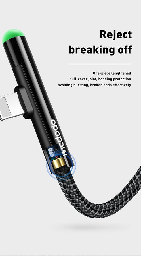 mcdodo Right Angle Design Extra Long Gaming Charger Cable with Green LED Light USB Charging& Syncing Cord Compatible iPhone Xs MAX XR X 8 8 Plus 7...
