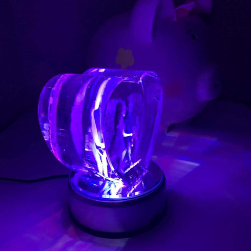 4" LED Rotating Display Base for Crystals Glass Art, Colorful Light Rotating Crystal Display Base Stand, Cup Display Stand Turner for Tumbler Cup...