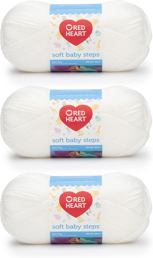 Red Heart Soft Baby Steps White Yarn - 3 Pack of 141g/5oz - Acrylic - 4 Medium (Worsted) - 256 Yards - Knitting, Crocheting & Crafts...