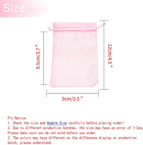 100Pcs Organza Bags with Drawstring 3.5x4.5 inch, Pink Baby Shower Favor Bags for Girls, Mesh Jewelry Gift Pouches Wedding Party Candy Bags...