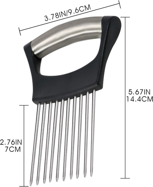 1PCS Stainless Steel Onion Holder Slicer, 2PCS Finger Guard, Holder Slicer for Vegetables, Tomato, Lemon, Meat...