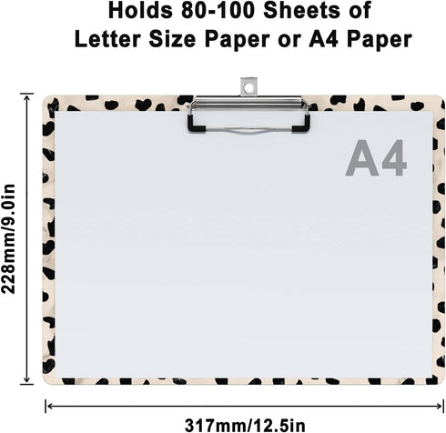 Clipboard with Designs A4 Letter Standard Size Hardboard Cute Landscape Clipboards Decorative with Low Profile Clip for Office School - Cheetah Sp...