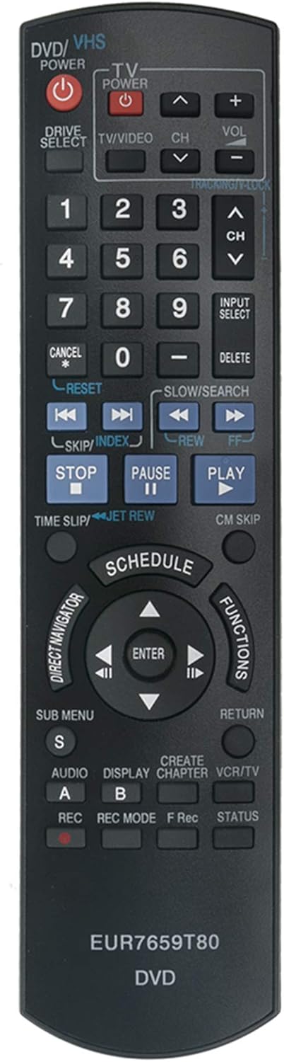 EUR7659T80 Replacement Remote Control Compatible with Panasonic DMR-EZ475 DMR-EZ47V DMR-EZ47K DMR-EZ475VK DMR-EZ475V DMR-EZ47 DVD Recorder...