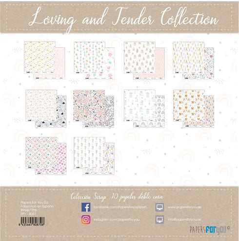 Papers For You - Scrapbooking and Craft Paper Kit | "Loving and Tender" Collection | Includes 10 Double Sided Papers with Different Designs | Size...