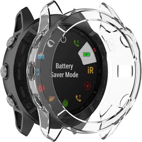 RuenTech Case Cover Compatible with Garmin Fenix 6X/6X Pro/Fenix 6X Sapphire Case Protector TPU Protective Case Frame for Fenix 6X Smart Watch (Bl...