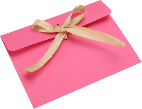 PATIKIL Invitation Envelopes, 25 Pack Greeting Card Envelope with Ribbon for Wedding Party, Rose Red...