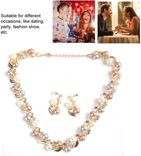 ZJchao 3pcs Fashion Jewelry Set, Pearl Crystal Fashion Eyes Drop Earrings Necklace for Dating, Party, Fashion Show...