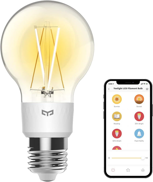 YEELIGHT Smart LED Edison Bulb, Edison Light Bulb, E26 Dimmable Filament Light Bulbs, LED Smart Vintage Edison Bulb, Compatible with HomeKit, Alex...
