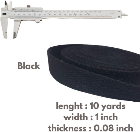 Heavy Cotton Webbing 1 Inch - Straps for Arts and Crafts - (Black, 10 Yards), MATADOR USEFUL GOODS...