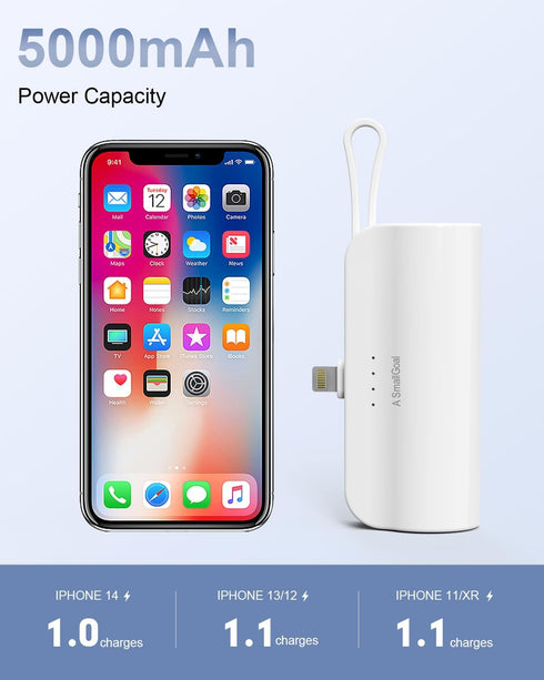 Portable Charger Small Power Bank?5000mAh Mini Compact Portable Phone Charger for Travel - Compatible with iPhone 14 13 Samsung (White)......