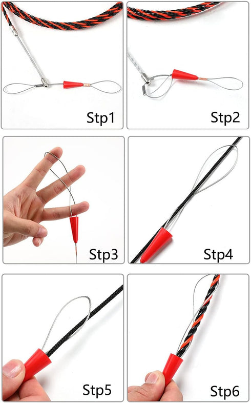 Cable Puller RLECS 6pcs Wire Traction Fish Tape Fastener Tool Portable Cable Puller Tool for Electrical Fish Tape, Cable Puller Wire Grips...