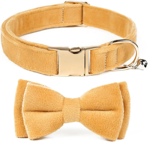 Dog Bowtie Collars, Cute Soft Velvet Dog Collar with Bow Tie, Safety Metal Buckle, Adjustable Collars for Boy and Girl Dogs Pets....