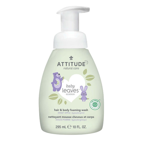 ATTITUDE 2-in-1 Hair and Body Foaming Baby Wash, EWG Verified Shampoo Soap, Dermatologically Tested, Made with Naturally Derived Ingredients, Vega...
