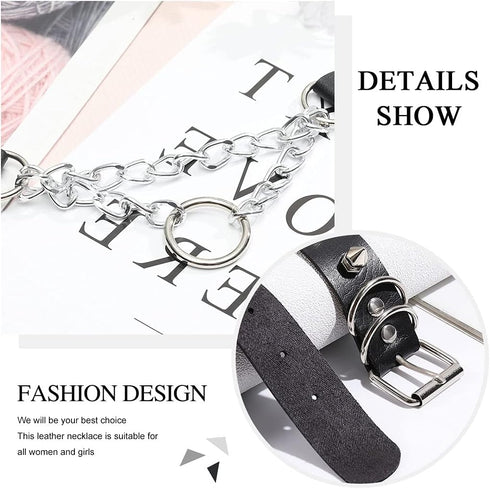 CLOACE Punk Leather Choker Necklace Black Gothic Collar Chokers Necklaces Wide Leathers Costume Jewelry Accessories for Women...