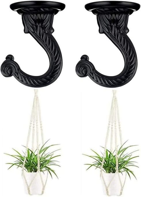 2 Sets 55mm/2.17" Ceiling Metal Ceiling Hooks, Heavy Duty Swag Ceiling Hooks with Hardware for Hanging Plants/Chandeliers/Wind Chimes/Ornament (Bl...