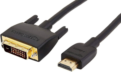 Amazon Basics HDMI-A to DVI (Male) Adapter Cable, Bi-Directional 1080P, Gold-Plated, 6 ft/1.8 m, Single Pack for Television, Black...
