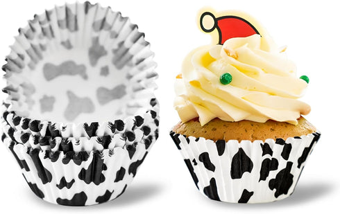 Cow Paper Patterned Cupcake Liners, 100Pcs Mini Muffin Baking Cups, Greaseproof Cupcake Papers Liners for Birthday, Baby Shower Theme Party, Farm ...