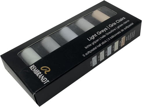 Rembrandt Soft Pastel Micro Set, 5-Piece Half Sticks, Light Greys...