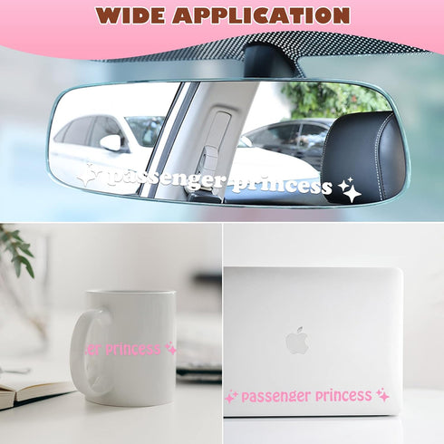 Aolamegs Passenger Princess Sticker, 3 Pack Cute Stickers for Car Window Rearview Mirror, Funny Girl Car Accessories Car Mirror Decal (White)...