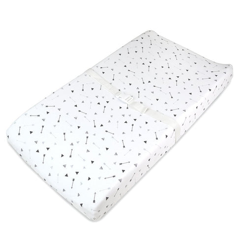 American Baby Company 2 Pack Printed 100% Cotton Knit Fitted Contoured Changing Table Pad Cover - Compatible with Mika Micky Bassinet, Silver Blac...
