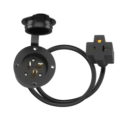 ENERLITES 20Amp 125V Power Inlet Port Plug, Flanged Inlet with Integrated 18” Extension Cord(14 AWG) for RV, EV, Boat, Generator, NEMA 5-20, Water...