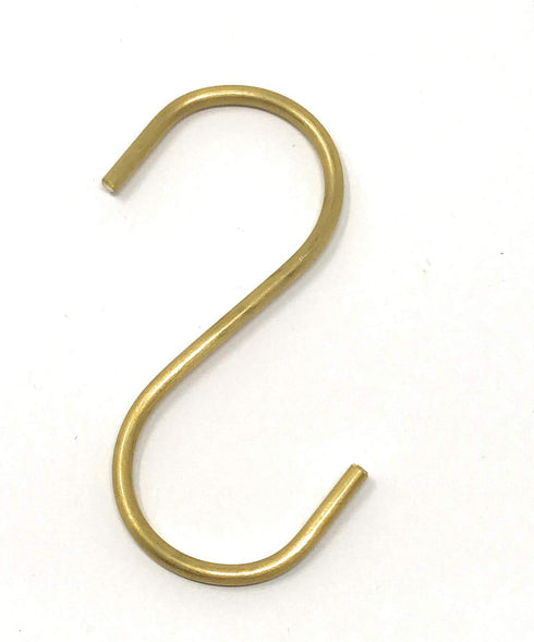 Brass S Hooks Made from Heavy Duty Solid Brass for Hanging Kitchen Pots & Pans, Bird Feeders, Plants...