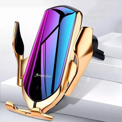 Wireless Charger USB Car Phone Holder Wireless Charger 10W Fast Charging Auto-Clamping Air Vent Phone Holder (Golden)...