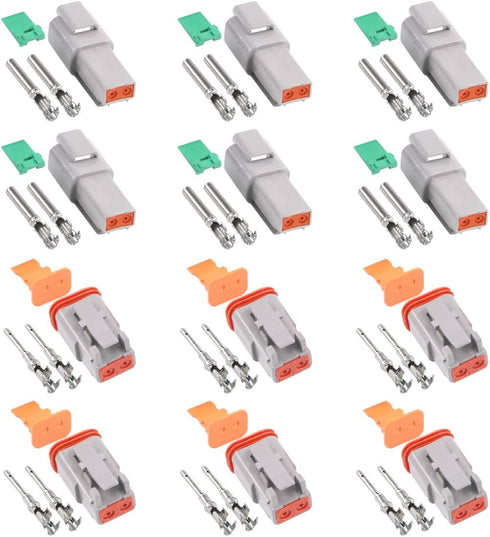 Glarks 30Pcs 2 Pin Way Sealed Gray Male and Female Auto Waterproof Electrical Wire Connector Plug 22-16AWG Connector for Motorcycle, Scooter, Car,...