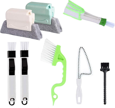 8 Pcs Hand-held Groove Gap Cleaning Tools,Door Window Track Cleaning Tools Groove Corner Crevice Cleaning Brushes for Sliding Door/Tile Lines/Shut...