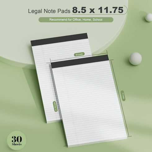 Legal Pads 8.5 x 11 inch Notepad, 2 Pack White Note Pads 8.5'' x 11'' for Work, Double-Side Printed Lined Paper Pads College Ruled White Notepads ...