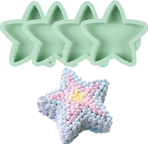 SHANIABELLE 4Pcs Star-Shaped Layer Cake Pans Set, 6 Inch Baking Bakeware, Rainbow Cake Molds for Children's Day Pizza Vegetable Pancake and Resin ...