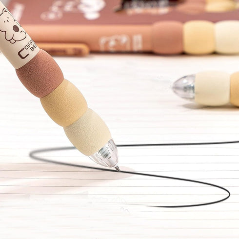 4 Pcs Erasable Gel Pens Cute Retractable Pens Cartoon Bear Pens 0.5mm Black Ink Pen Office School Pens Women Girls Boys Pens (Black Ink-Coffee Bea...