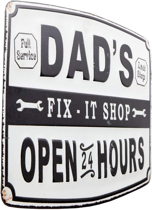 Lily's Home Dad’s Fix-It Shop Sign, Hanging Metal Sign, Garage Decor, Novelty Gifts for Dad...