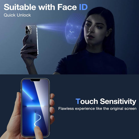 3+3 Pack iPhone 13 Pro Max Privacy Screen Protector with Camera Lens Protector, Anti Spy Tempered Glass Film 9H Hardness Bubble Free Shatterproof ...