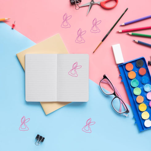 yueton 12PCS Pink Rabbit Shaped Paper Clips Cute Bunny Paper Clips Creative Cartoon Bookmarks Lovely Animal Paper Clips with Square Plastic Box...